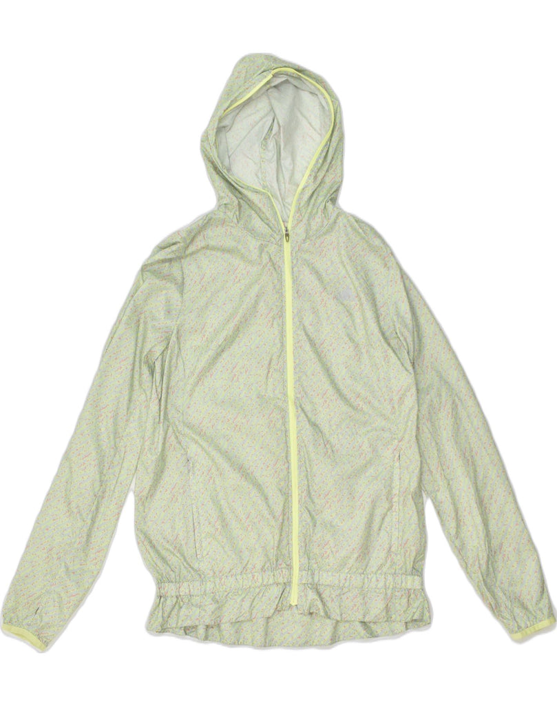 ADIDAS Womens Hooded Rain Jacket UK 14 Large  Green Striped Polyester | Vintage Adidas | Thrift | Second-Hand Adidas | Used Clothing | Messina Hembry 