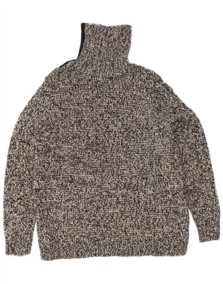 Chaps Womens Roll Neck Jumper Sweater UK 18 XL Black Flecked Cotton