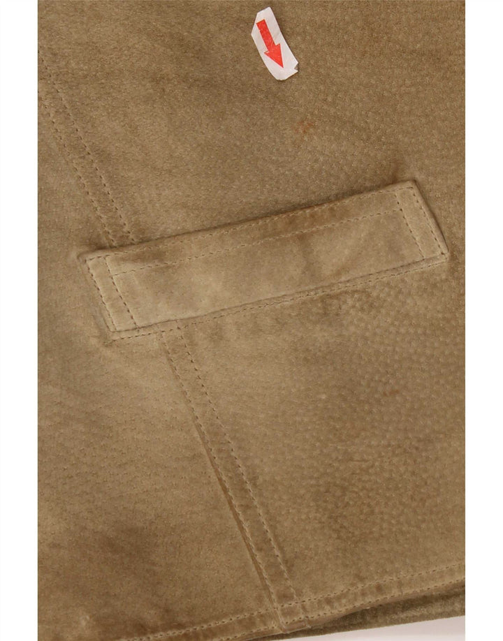Pionier Mens Suede Waistcoat Medium Khaki
