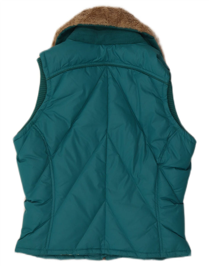 TOMMY HILFIGER Womens Padded Gilet UK 10 Small Turquoise Nylon