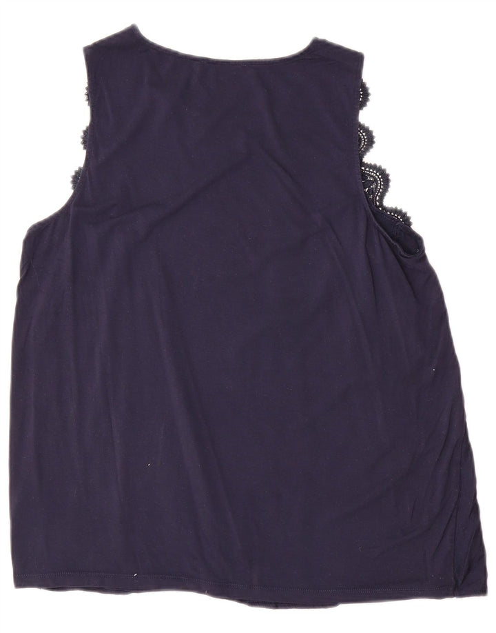 MARKS & SPENCER Womens Vest Top UK 14 Medium  Navy Blue Viscose