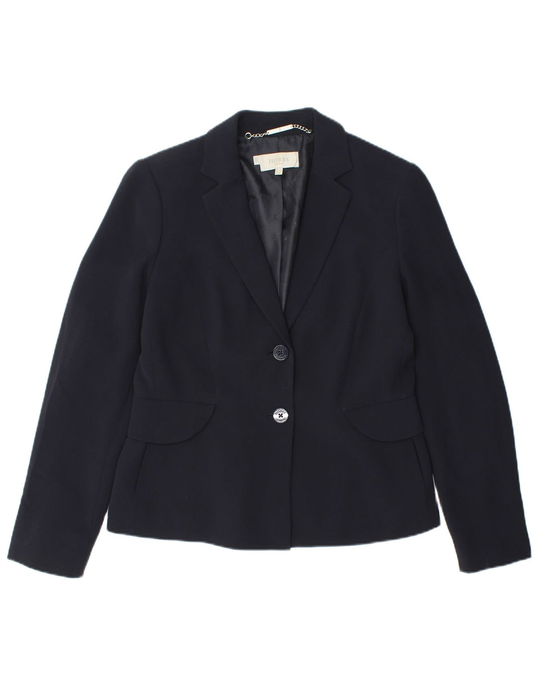 HOBBS Womens 2 Button Blazer Jacket UK 12 Medium Navy Blue Polyester