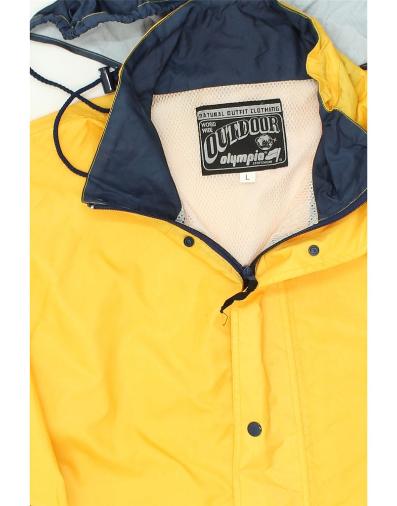 OLYMPIA Mens Hooded Rain Jacket UK 40 Large Yellow Colourblock Nylon | Vintage Olympia | Thrift | Second-Hand Olympia | Used Clothing | Messina Hembry 