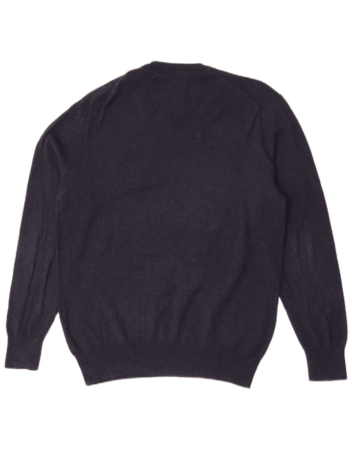 Superdry Mens V-Neck Jumper Sweater XL Navy Blue Cotton