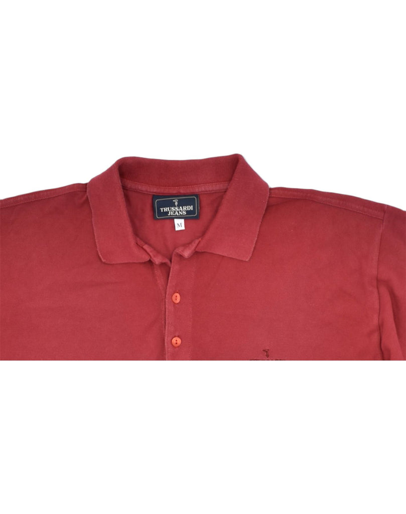 TRUSSARDI Mens Polo Shirt Medium Red Cotton | Vintage | Thrift | Second-Hand | Used Clothing | Messina Hembry 