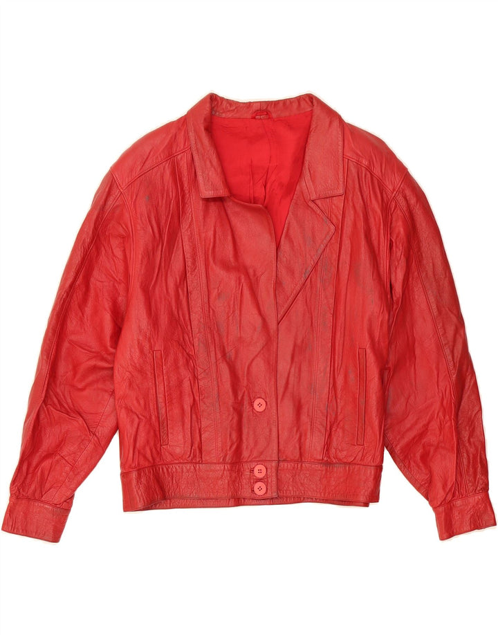 VINTAGE Womens Leather Jacket IT 44 Medium Red Leather Vintage Vintage and Second-Hand Vintage from Messina Hembry 