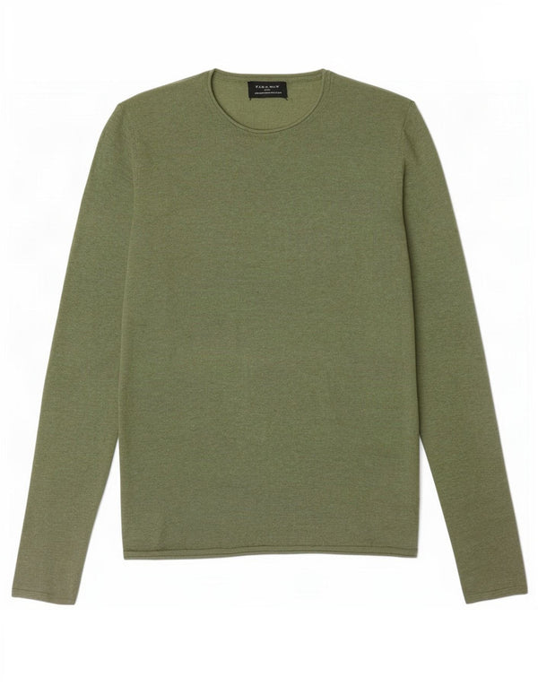 Zara Mens Crew Neck Jumper Sweater Medium Green