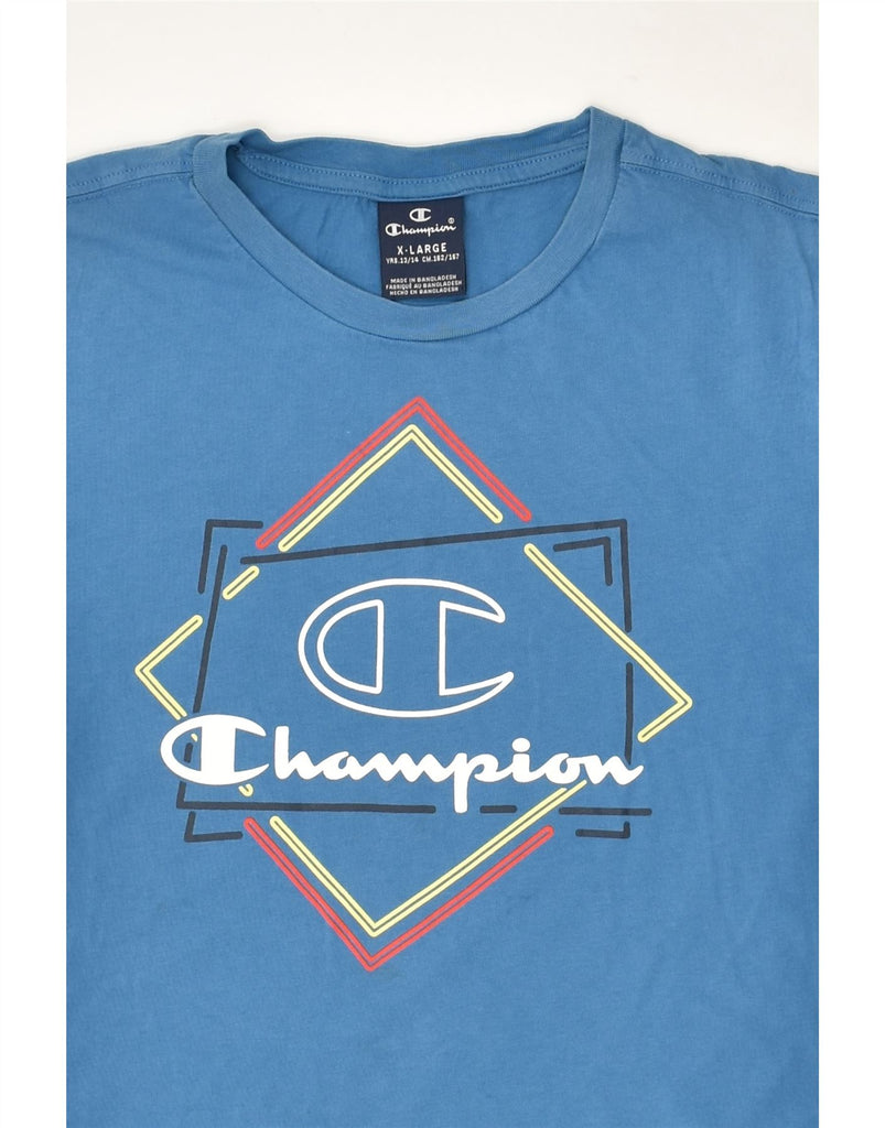 CHAMPION Boys Graphic T-Shirt Top 13-14 Years XL Blue Cotton | Vintage Champion | Thrift | Second-Hand Champion | Used Clothing | Messina Hembry 