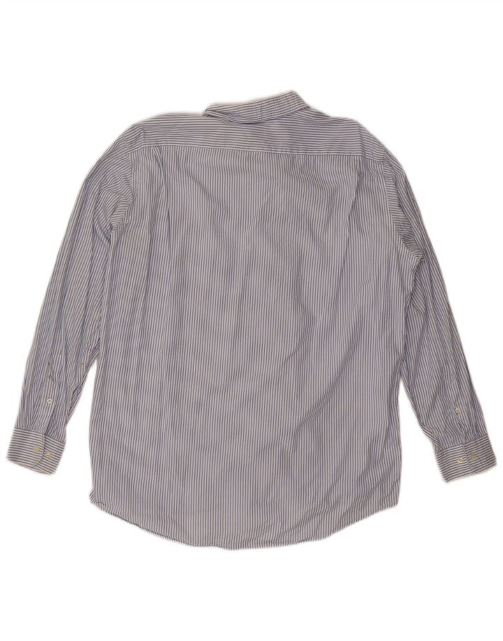 LACOSTE Mens Shirt Size 42 Large Blue Pinstripe Cotton