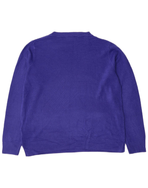 Marks & Spencer Womens Boat Neck Jumper Sweater UK 16 Large Blue Acrylic