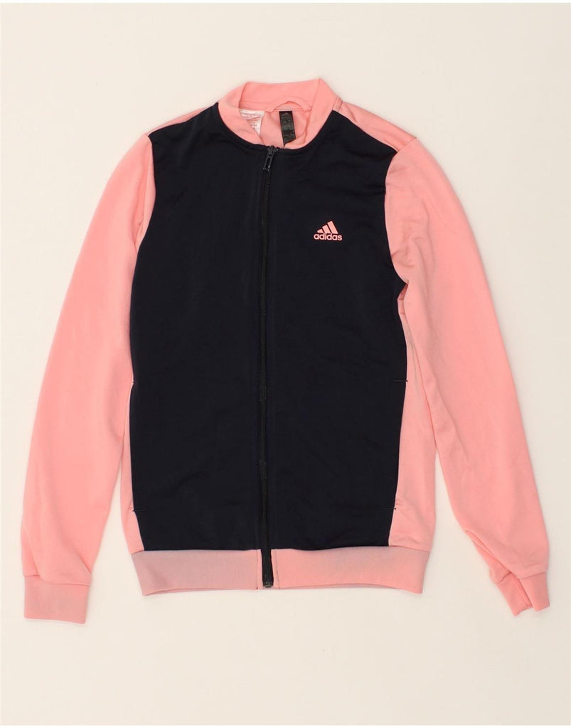 ADIDAS Girls Tracksuit Top Jacket 13-14 Years Pink Colourblock Polyester | Vintage Adidas | Thrift | Second-Hand Adidas | Used Clothing | Messina Hembry 