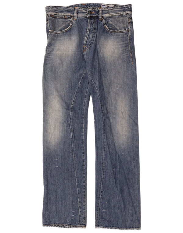 Gas Mens Straight Jeans W34 L34 Blue Cotton