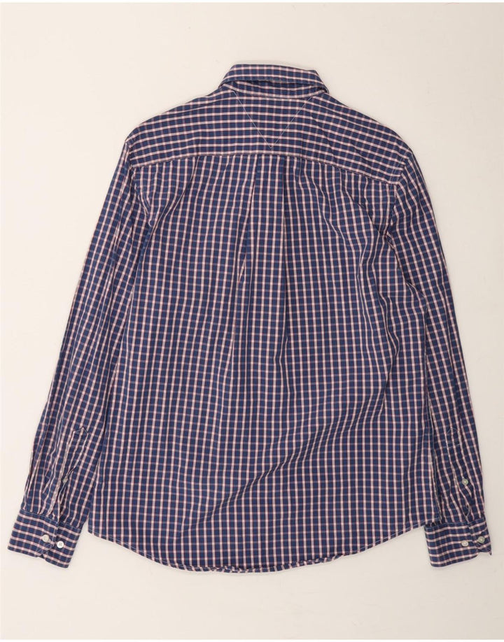 TOMMY HILFIGER Mens Shirt Medium Navy Blue Check Cotton Vintage Tommy Hilfiger and Second-Hand Tommy Hilfiger from Messina Hembry 