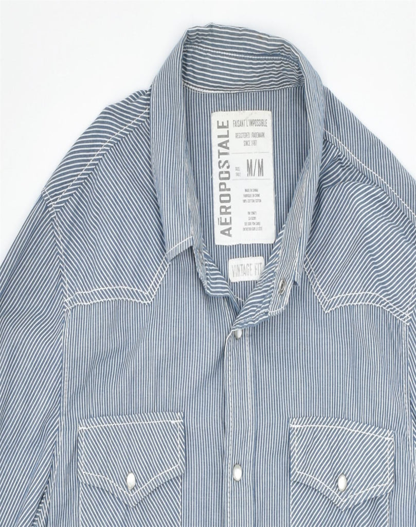 AEROPOSTALE Womens Shirt Medium Blue Pinstripe Cotton | Vintage | Thrift | Second-Hand | Used Clothing | Messina Hembry 