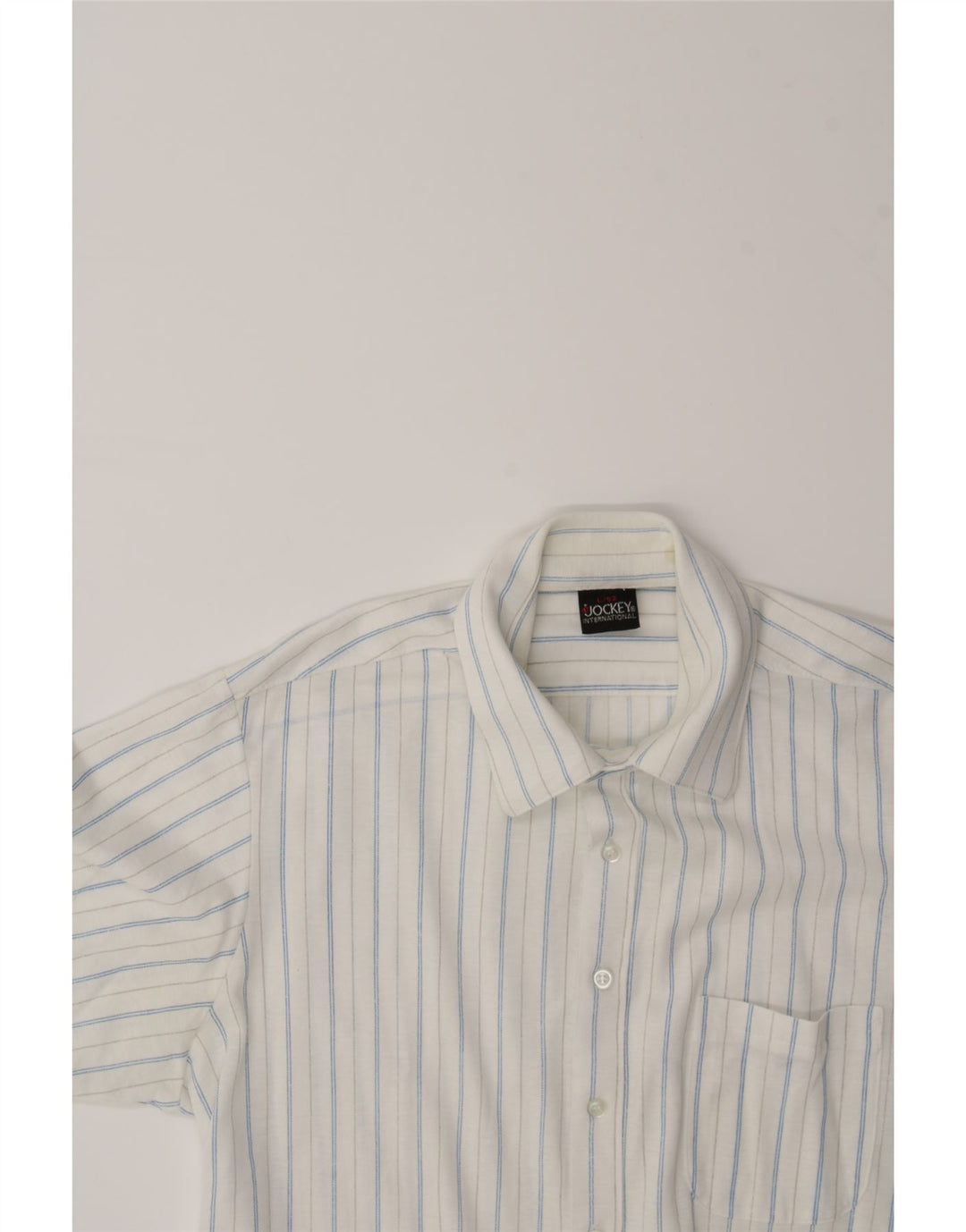 JOCKEY Mens Short Sleeve Shirt IT 52 Large Blue Striped Vintage Jockey and Second-Hand Jockey from Messina Hembry 