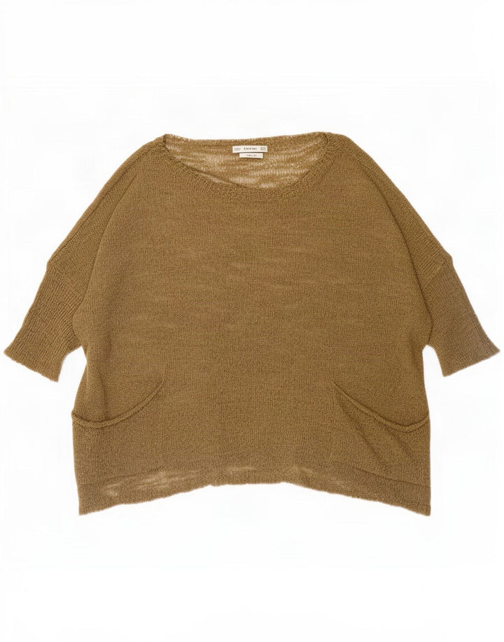 Zara Womens Oversized Blouse Top UK 10 Small Khaki