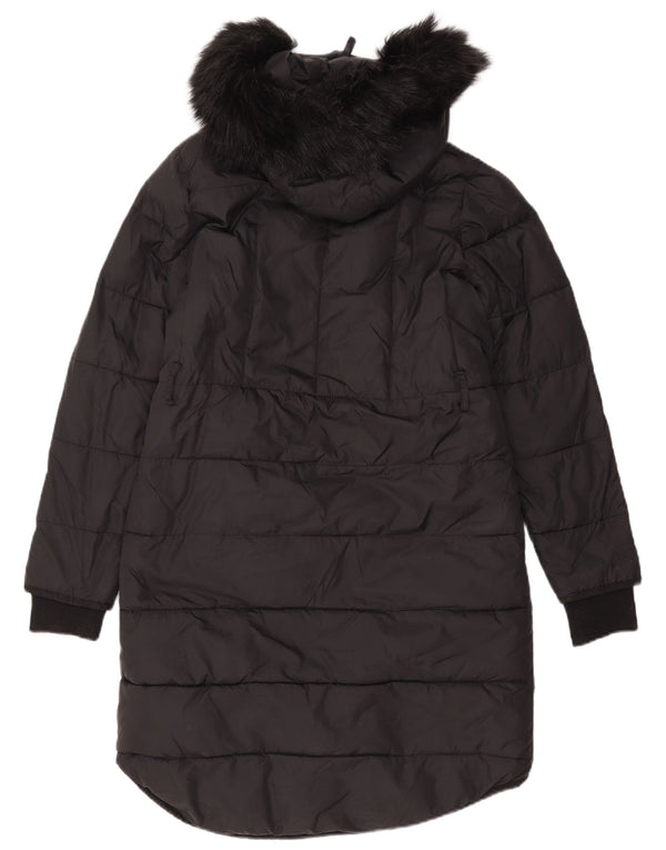 Whistles Womens Hooded Padded Coat UK 14 Medium Black Polyamide