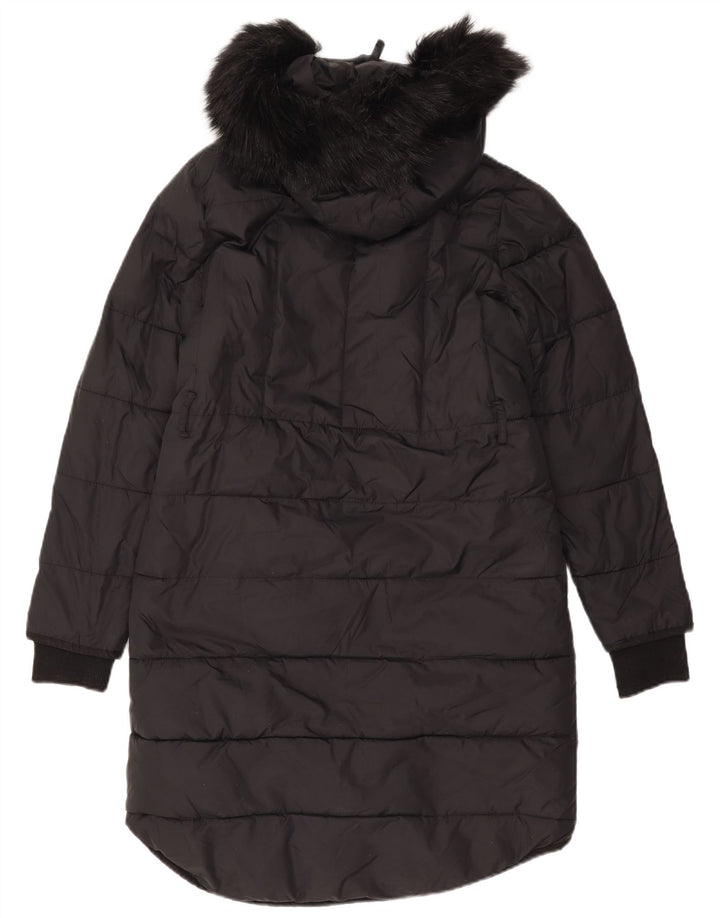 Whistles Womens Hooded Padded Coat UK 14 Medium Black Polyamide