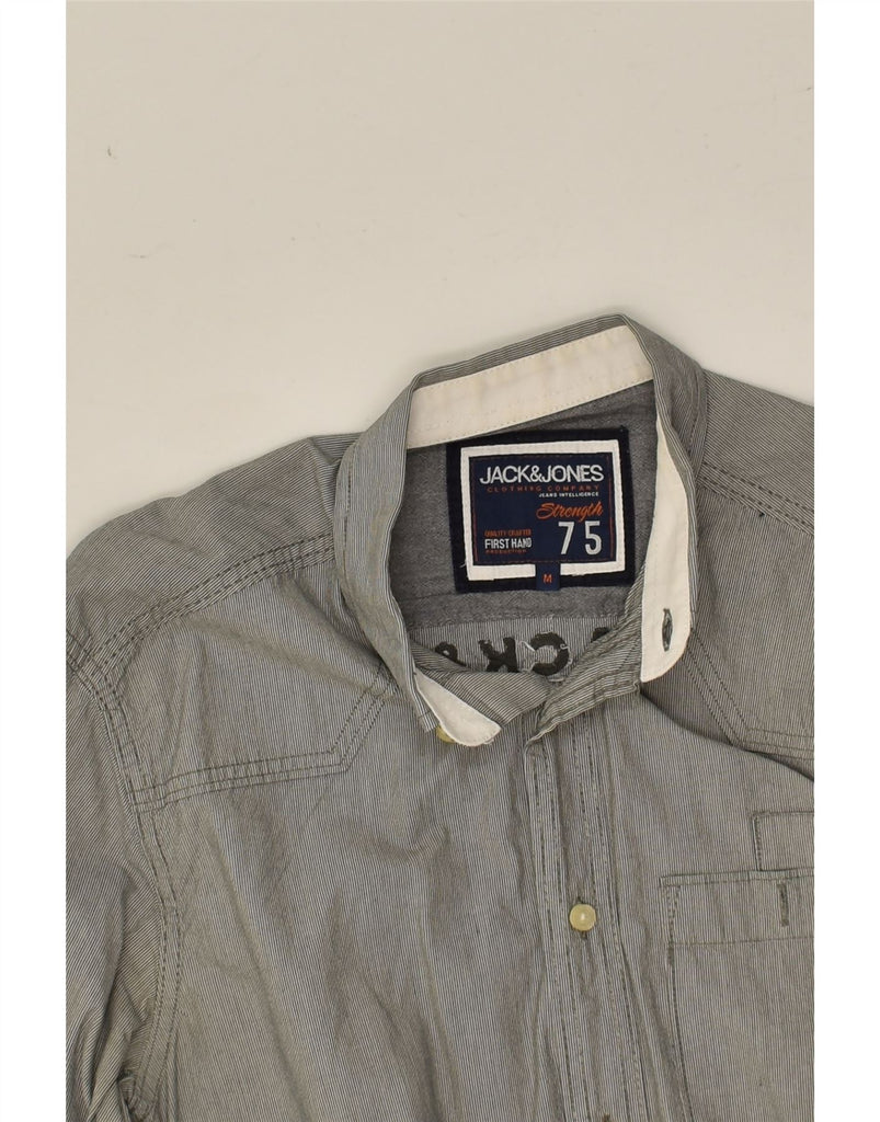 JACK & JONES Mens Graphic Shirt Medium Grey Pinstripe Cotton | Vintage Jack & Jones | Thrift | Second-Hand Jack & Jones | Used Clothing | Messina Hembry 
