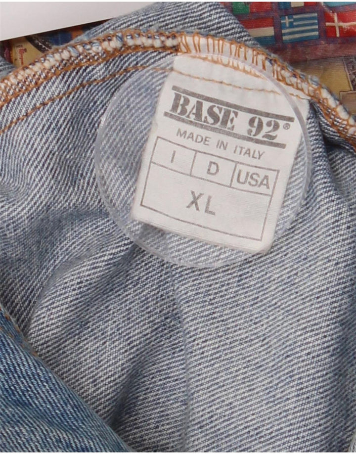 Base 92 Mens Graphic Denim Jacket UK 42 XL Blue