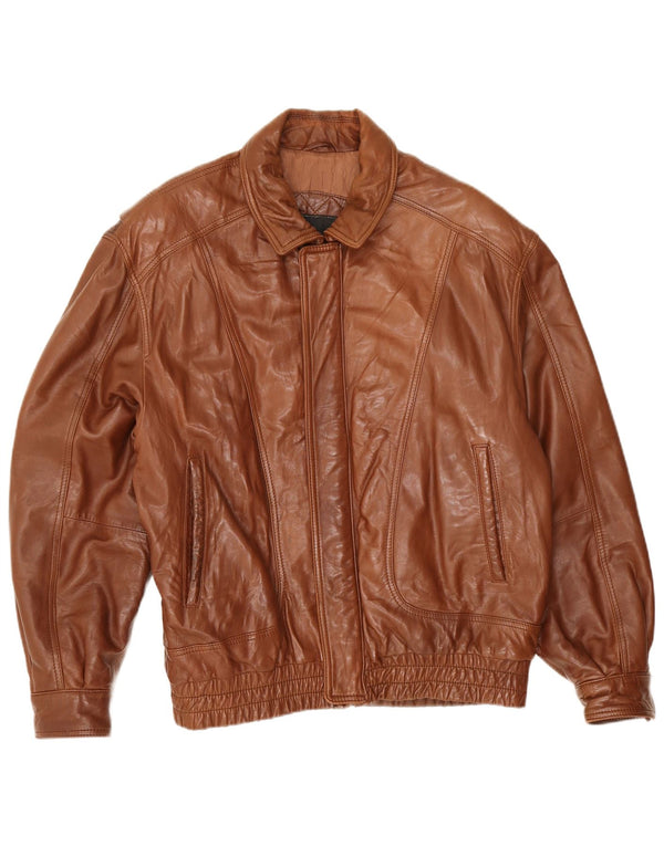 Vintage Mens Bomber Leather Jacket IT 50 Large Brown