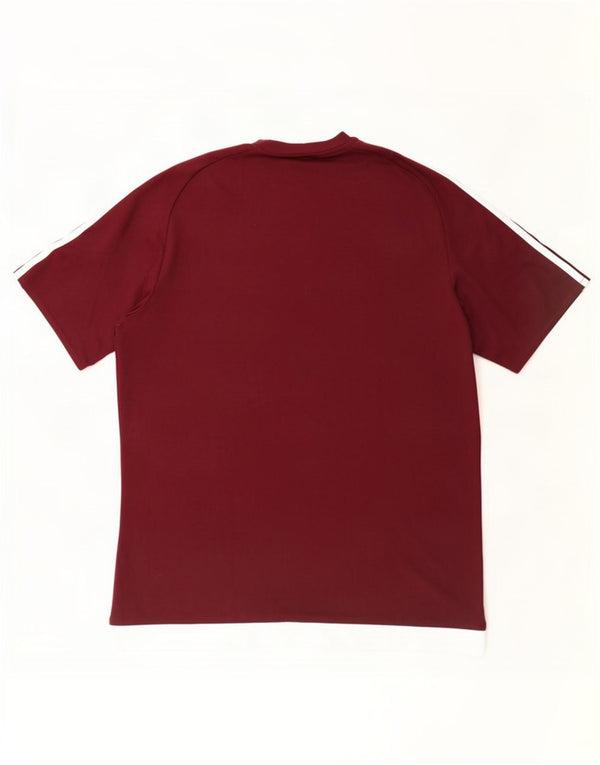 Adidas Mens Climalite T-Shirt Top Large Burgundy Colourblock Polyester