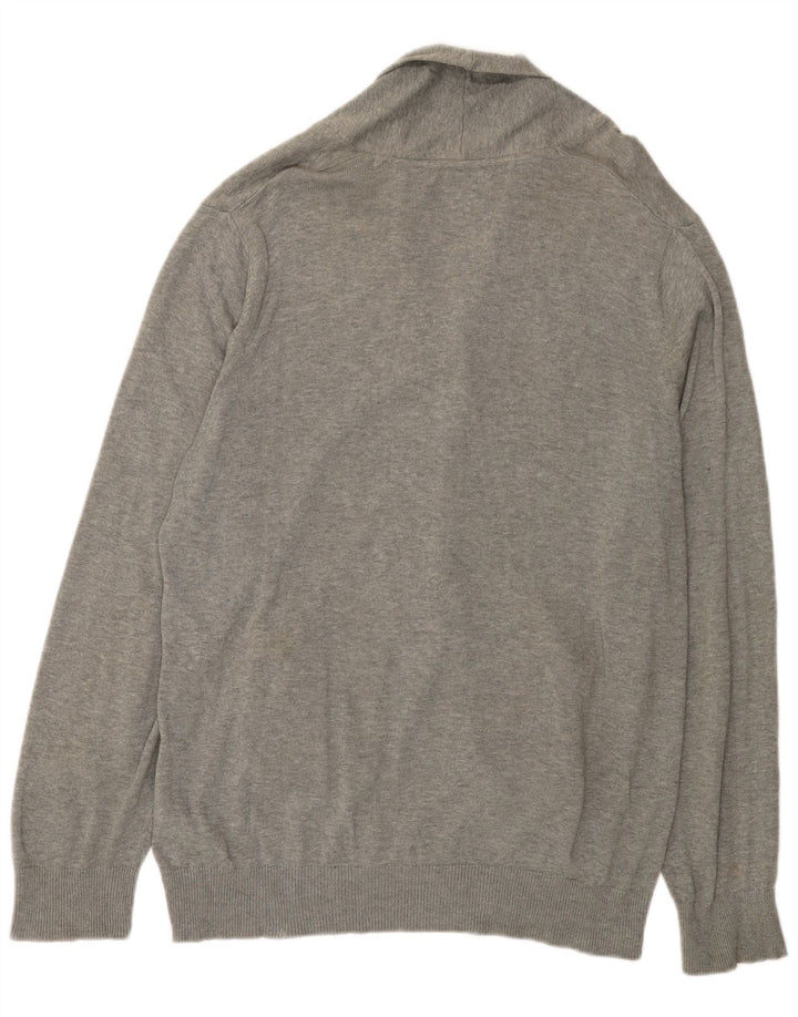 MARKS & SPENCER Mens Blue Harbour Cardigan Sweater Large Grey Cotton