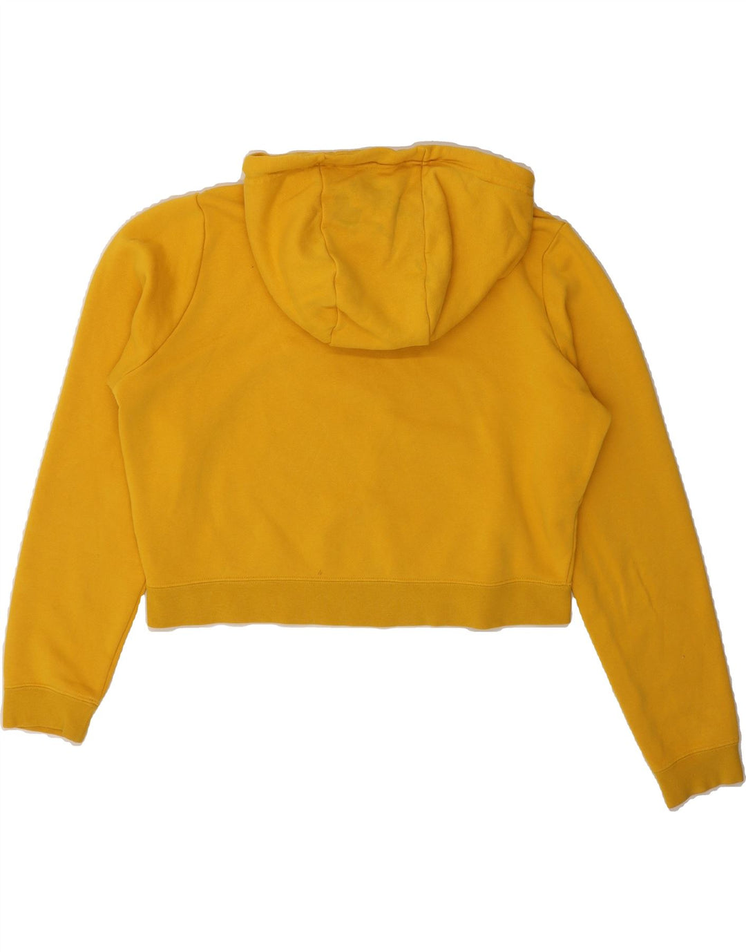 NIKE Womens Oversized Crop Graphic Hoodie Jumper UK 14 Medium Yellow Vintage Nike and Second-Hand Nike from Messina Hembry 