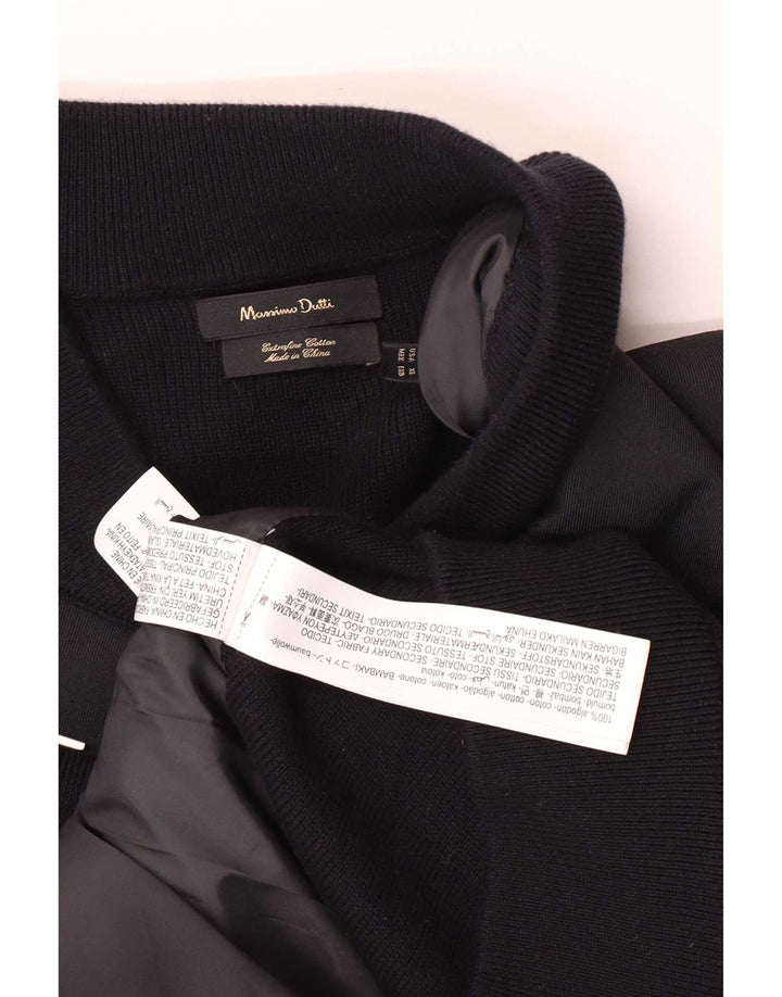 Massimo Dutti Mens Bomber Jacket UK 42 XL Black Cotton