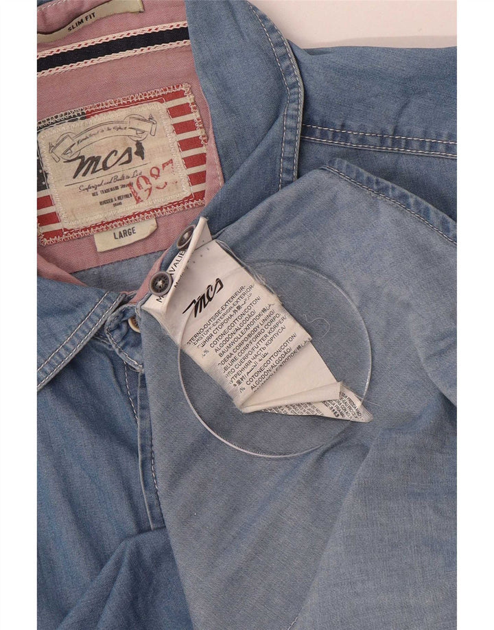 Marlboro Classics Mens Denim Shirt Large Blue Cotton
