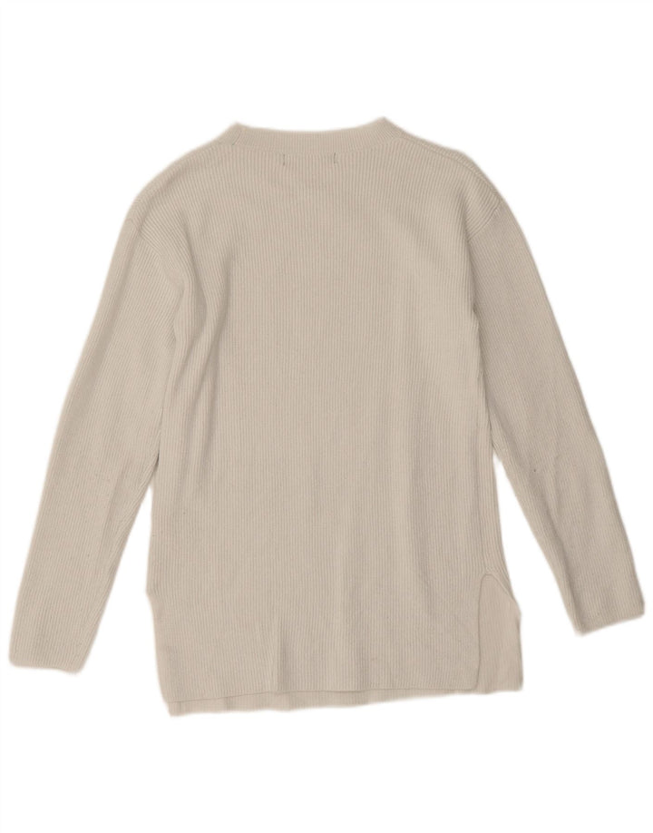 Marks & Spencer Womens Boat Neck Jumper Sweater UK 10 Small White Viscose