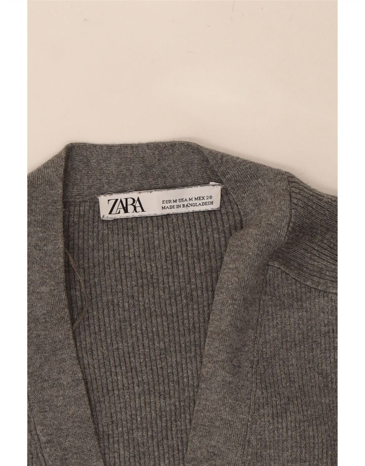 ZARA Womens Crop Cardigan Sweater UK 14 Medium Grey Viscose Vintage Zara and Second-Hand Zara from Messina Hembry 