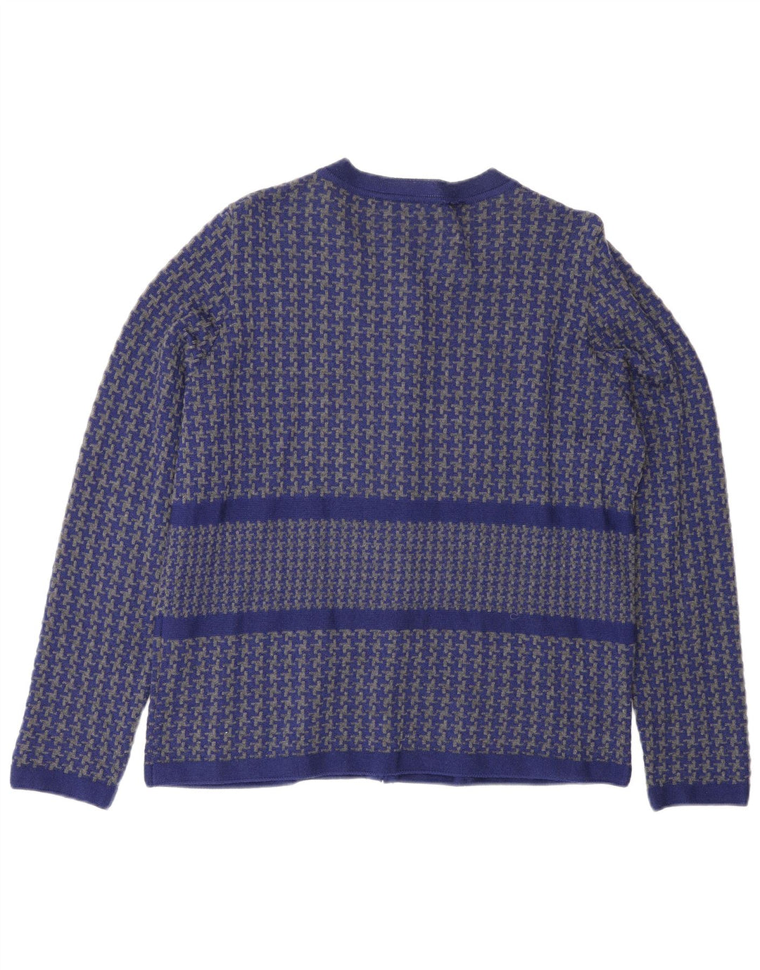 Luisa Spagnoli Womens Cardigan Sweater UK 16 Large Blue Houndstooth Wool