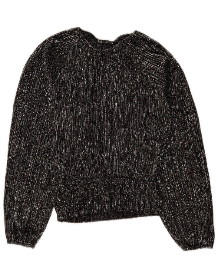 ZARA Womens Oversized Long Sleeve Blouse Top UK 10 Small Black Striped