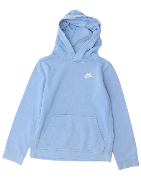 Nike Boys Hoodie Jumper 10-11 Years Medium Blue Cotton