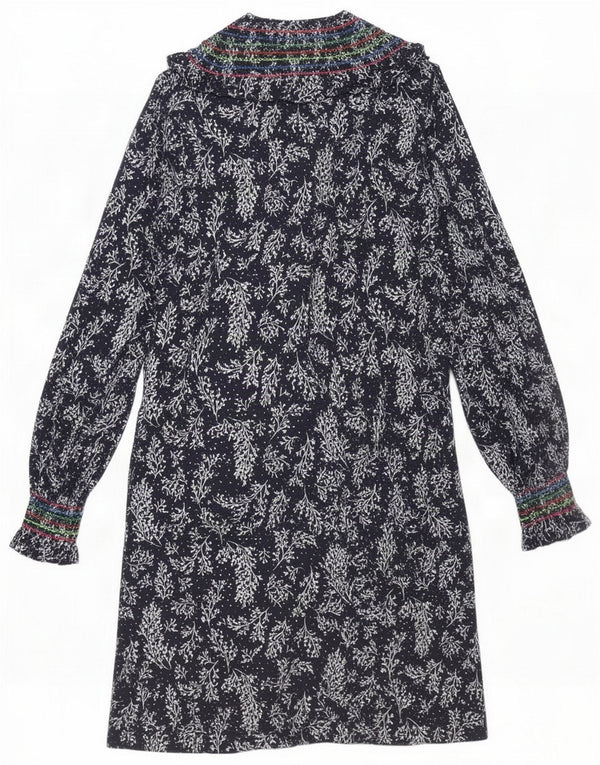 Boden Womens Long Sleeve Shirt Dress UK 8 Small Navy Blue Floral Cotton