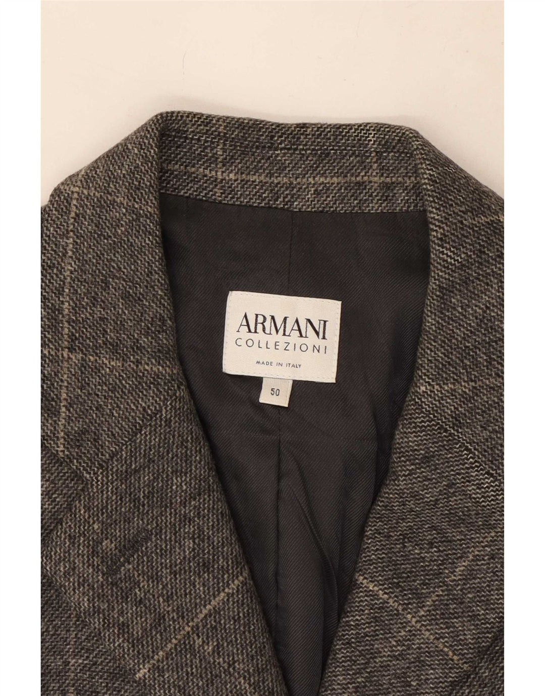 Armani Collezioni Womens 3 Button Blazer Jacket IT 50 XL Grey Check Wool