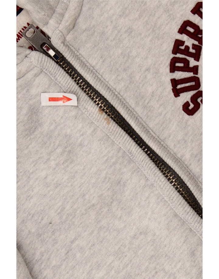 SUPERDRY Mens Graphic Zip Hoodie Sweater Small Grey Cotton