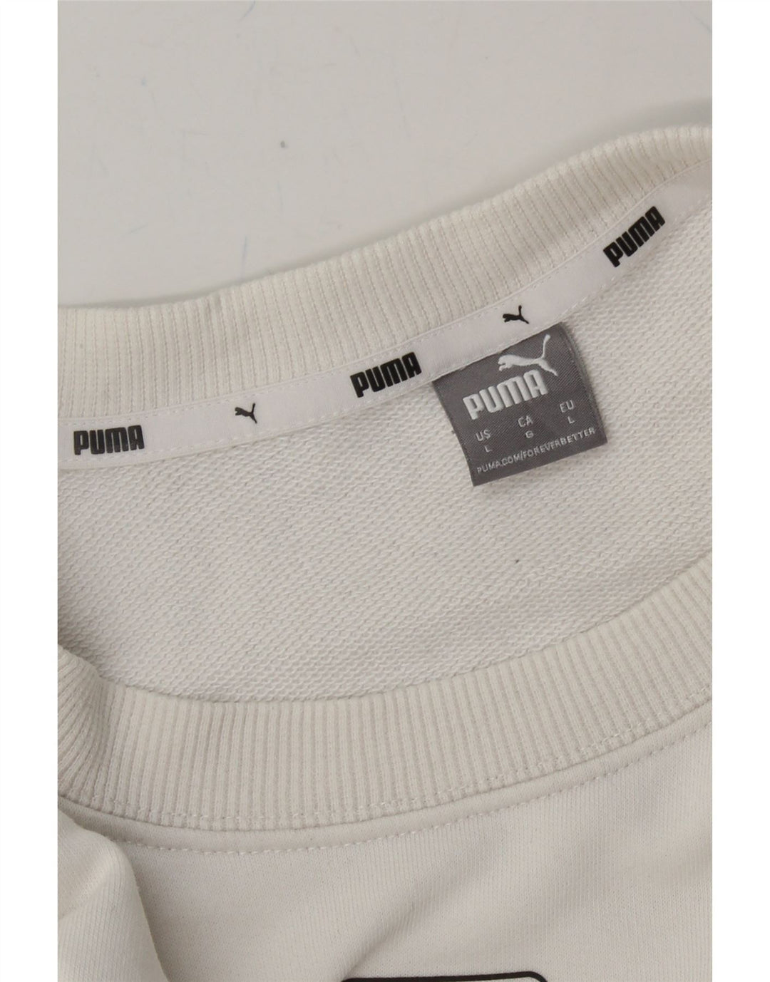 PUMA Womens Crop Oversized Sweatshirt Jumper UK 16 Large White Colourblock Vintage Puma and Second-Hand Puma from Messina Hembry 