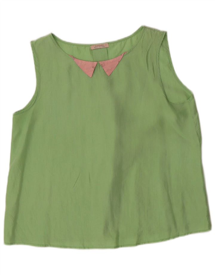 Lazzari Womens Sleeveless Blouse Top IT 44 Medium Green Silk