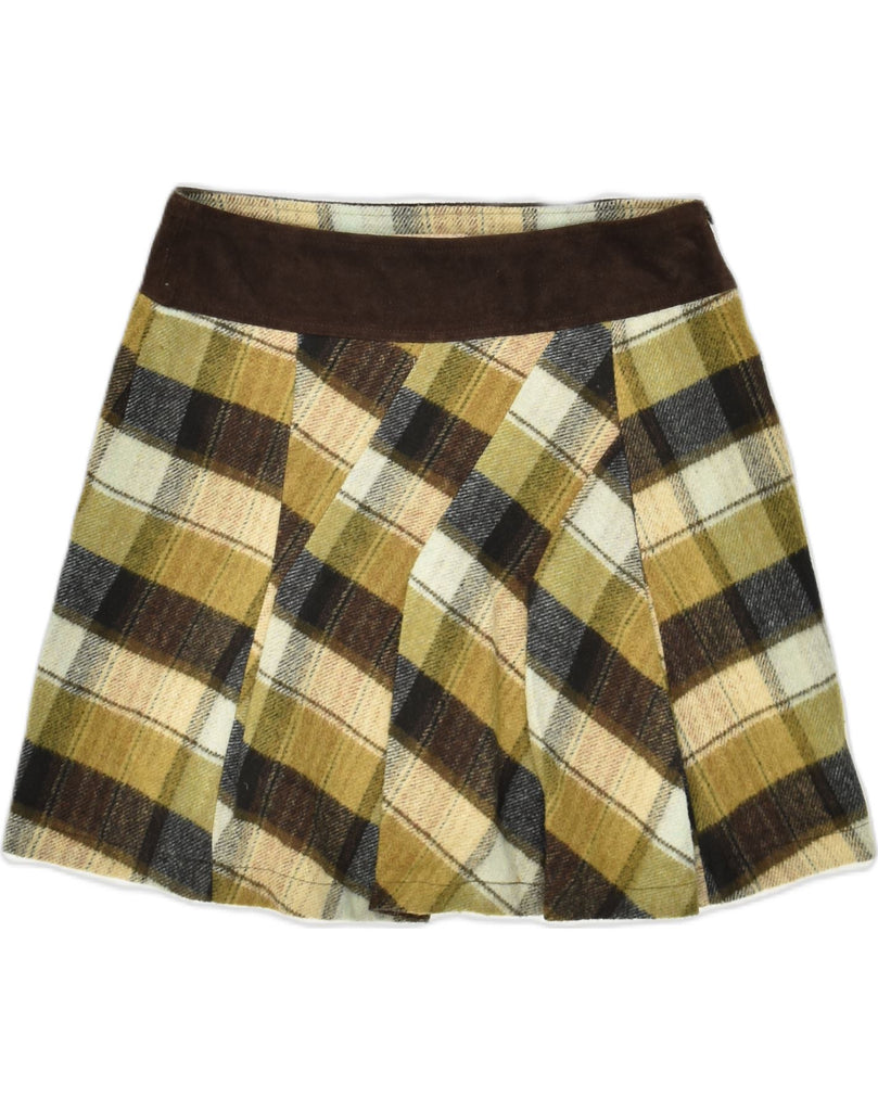 MARLBORO CLASSICS Womens A-Line Skirt EU 40 Medium W30  Khaki Check Wool | Vintage Marlboro Classics | Thrift | Second-Hand Marlboro Classics | Used Clothing | Messina Hembry 