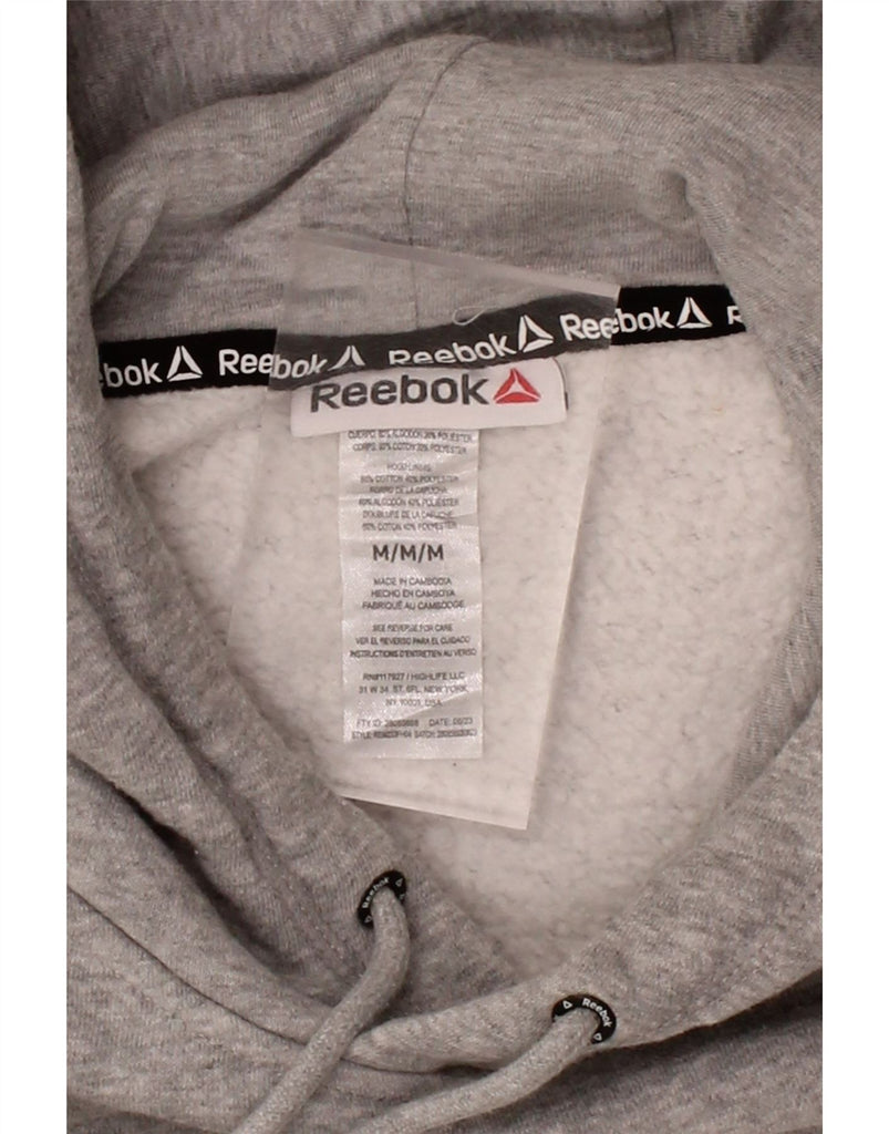 REEBOK Mens Graphic Hoodie Jumper Medium Grey Cotton Vintage Reebok and Second-Hand Reebok from Messina Hembry 