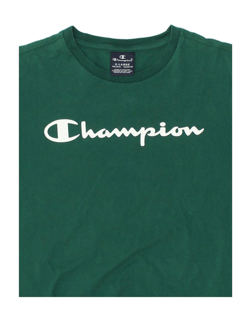 CHAMPION Boys Graphic T-Shirt Top 13-14 Years XL Green | Vintage Champion | Thrift | Second-Hand Champion | Used Clothing | Messina Hembry 