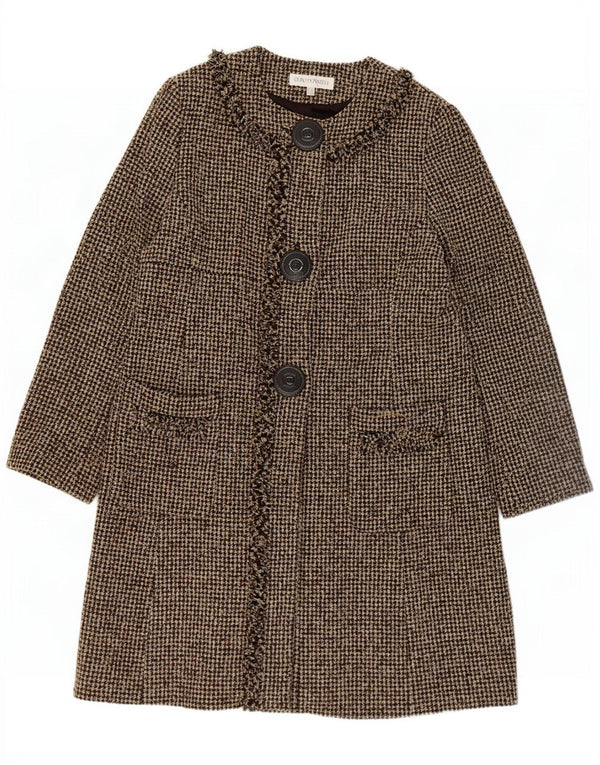 Quin And Donnelly Womens Overcoat UK 18 XL Brown Houndstooth Acrylic