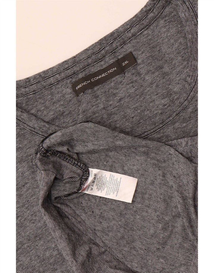 French Connection Mens T-Shirt Top 2XL Grey Pinstripe Cotton