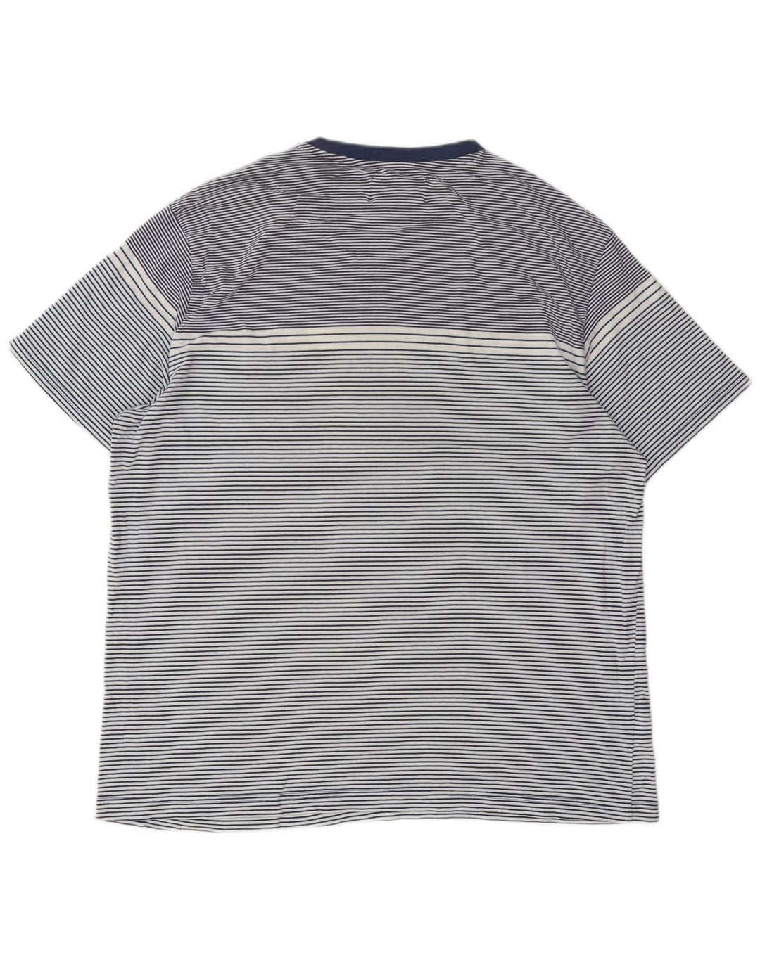 PENGUIN Mens Tall T-Shirt Top XL Navy Blue Striped Cotton