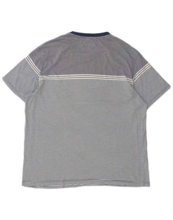 PENGUIN Mens Tall T-Shirt Top XL Navy Blue Striped Cotton