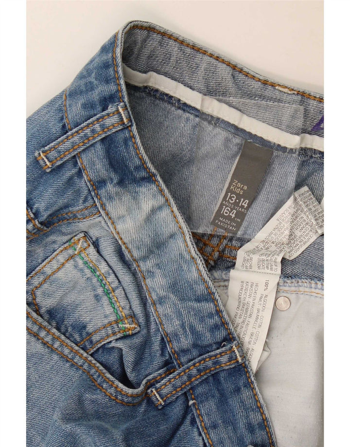 Zara Boys Distressed Denim Shorts 13-14 Years W30 Blue Cotton