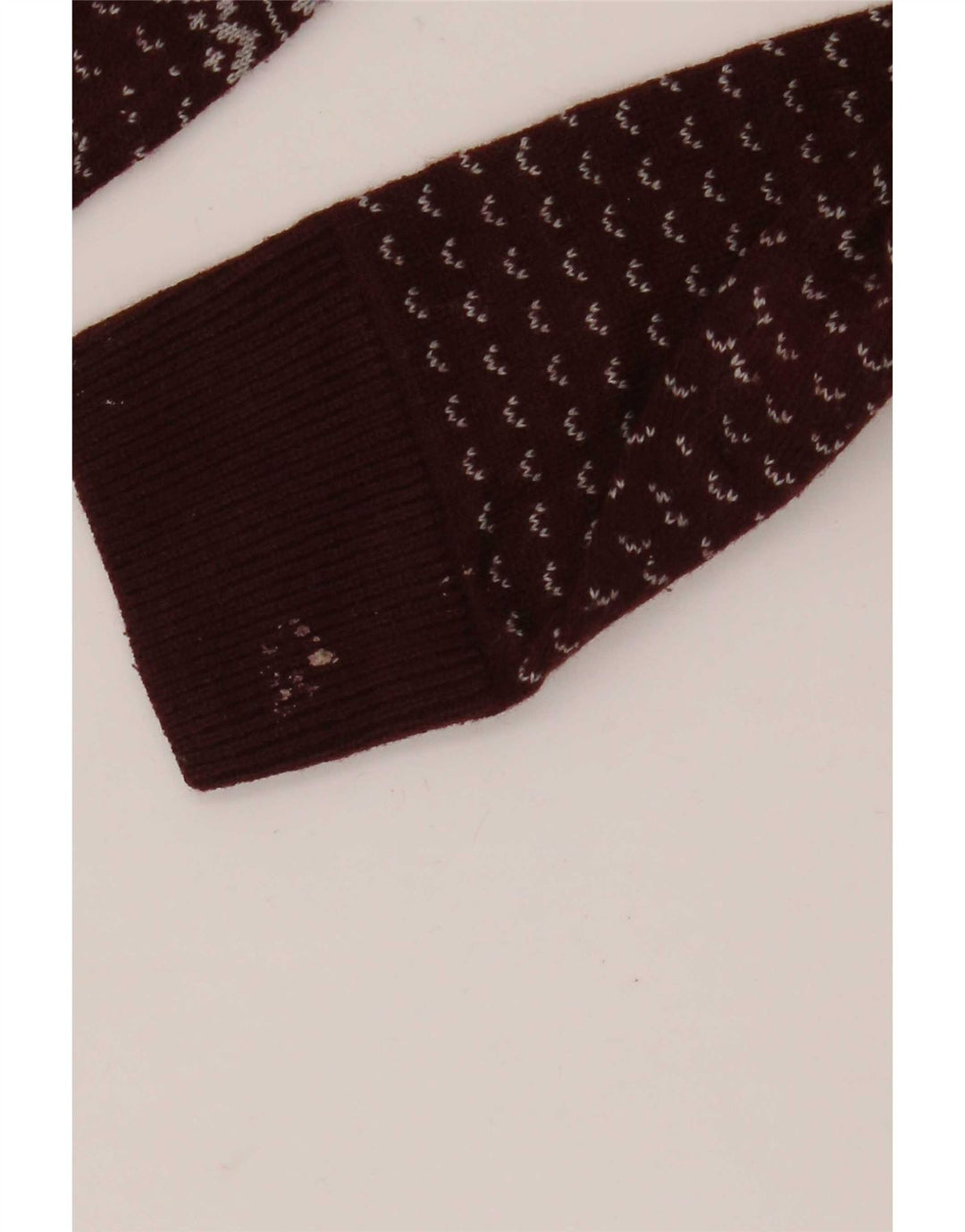 Marks & Spencer Mens Crew Neck Jumper Sweater Small Burgundy Fair Isle