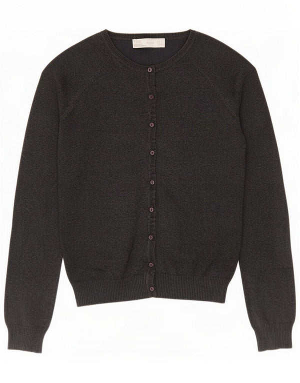 Zara Womens Cardigan Sweater UK 10 Small Grey Cotton